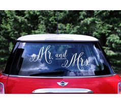 Nálepky na svadobné auto Mr. and Mrs.