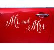Nálepky na svadobné auto Mr. and Mrs.