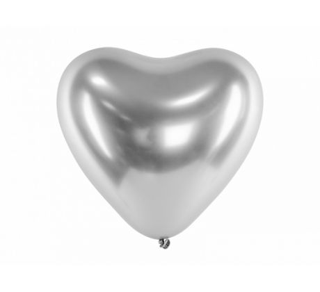 Balóny v tvare srdca strieborné
