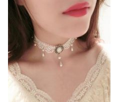 Biely čipkovaný náhrdelník pre nevestu 5