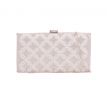 Spoločenská kabelka clutch s perličkami strieborná