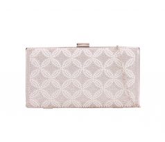 Spoločenská kabelka clutch s perličkami strieborná