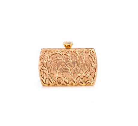 Spoločenská kabelka clutch zdobená šampaň