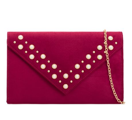 Spoločenská kabelka s perličkami burgundy