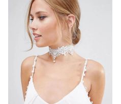 Biely čipkovaný náhrdelník pre nevestu 2