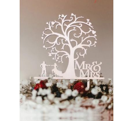 Zápich na svadobnú tortu Mr. & Mrs. strom 1