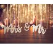 Drevený nápis Mr & Mrs zlatý