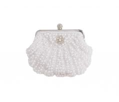 Spoločenská kabelka biela s perličkami vhodná aj pre nevestu 2