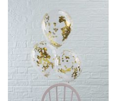 Balóny so zlatými konfetami 5 ks