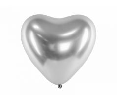 Balóny v tvare srdca strieborné