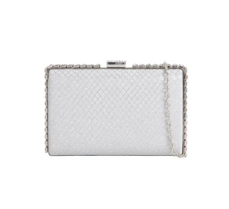 Spoločenská kabelka clutch strieborná 12