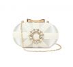 Spoločenská kabelka zdobená kamienkami ivory