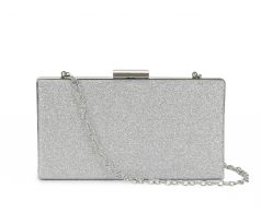 Spoločenská kabelka clutch trblietavá strieborná 1