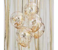 Balóny so zlatými konfetami 5 ks 1