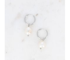 Náušnice kruhy s perlou z chirurgickej ocele Perles
