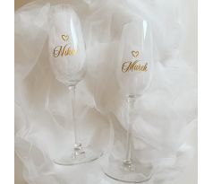Svadobný pohár na šampanské pre nevestu a ženícha