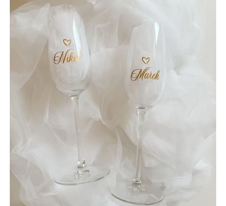 Svadobný pohár na šampanské pre nevestu a ženícha
