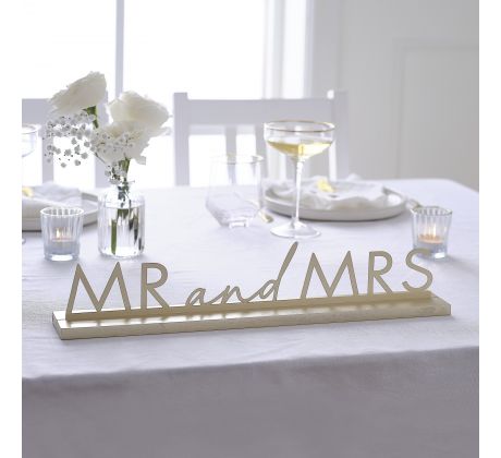 Akrylový nápis Mr and Mrs zlatý