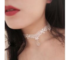 Biely čipkovaný náhrdelník pre nevestu 3