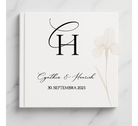 Svadobná kniha hostí personalizovaná Biely kvet