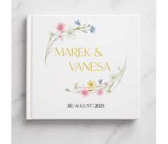 Svadobná kniha hostí personalizovaná Jarná lúka