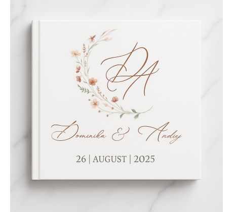 Svadobná kniha hostí personalizovaná Kvety