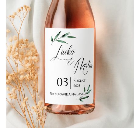 Svadobné etikety na fľaše Lístky