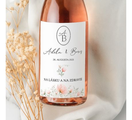 Svadobné etikety na fľaše Záhrada