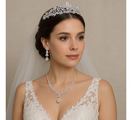 Set - náušnice, náhrdelník a tiara