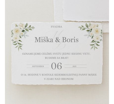 Svadobné oznámenie Ruže biele