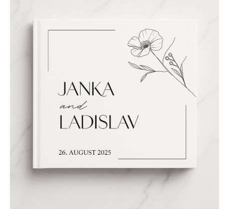 Svadobná kniha hostí personalizovaná Kvietok