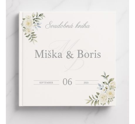 Svadobná kniha hostí personalizovaná Ruže biele