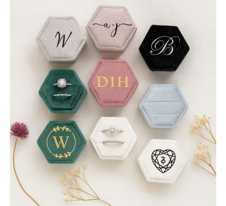 Krabička na obrúčky personalizovaná hexagon
