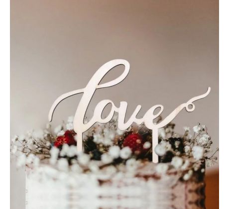 Zápich na svadobnú tortu Love drevený