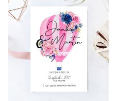 Svadobné oznámenie Balón s kvetmi