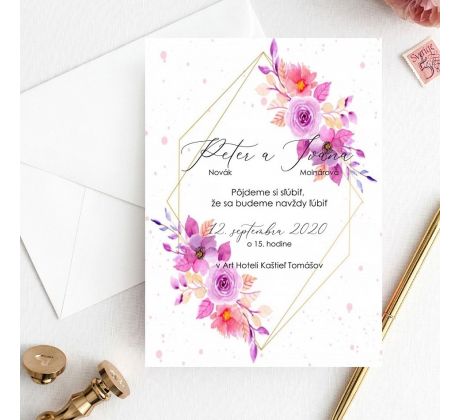 Svadobné oznámenie Hexagon elegant