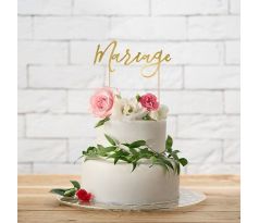 Zápich na tortu Marriage zlatý
