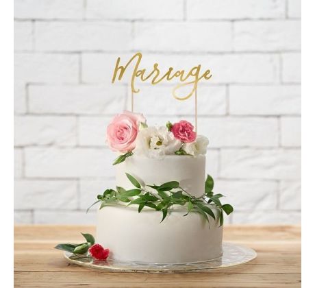 Zápich na tortu Marriage zlatý