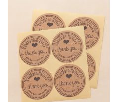 Nálepky Thank you hnedé
