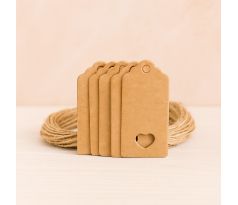 Papierové štítky 4x2 cm - 100 ks hnedé