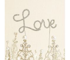 Zápich na svadobnú tortu Love s kamienkami
