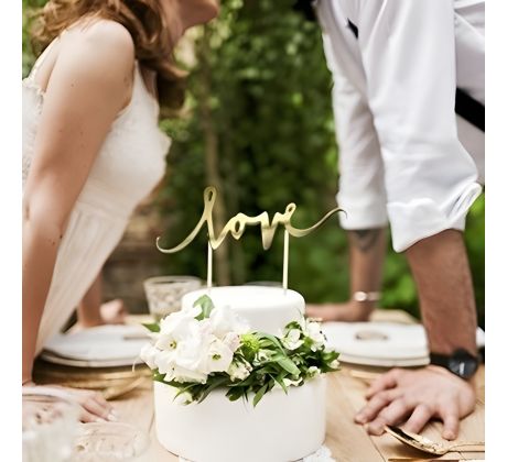 Zápich na svadobnú tortu Love zlatý 1
