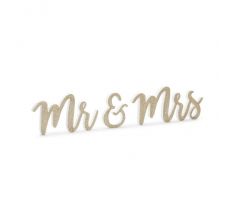Drevený nápis Mr & Mrs zlatý