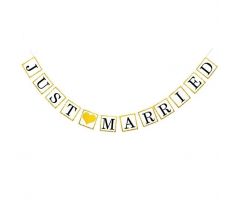 Girlanda Just Married so zlatým srdiečkom