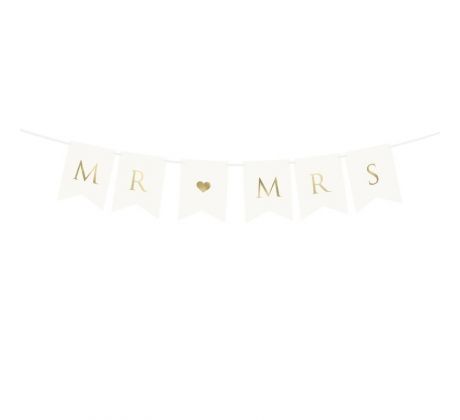 Girlanda Mr. & Mrs. biela