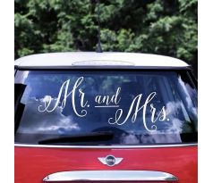 Nálepky na svadobné auto Mr. and Mrs.