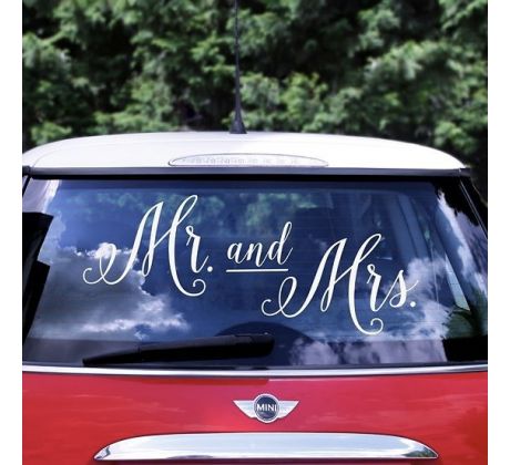 Nálepky na svadobné auto Mr. and Mrs.