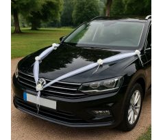Girlanda na auto 2x1,8 m biela s krémovými ružičkami