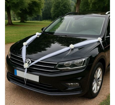 Girlanda na auto 2x1,8 m biela s krémovými ružičkami