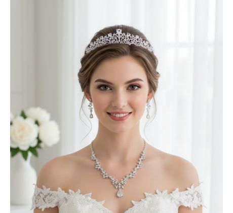 Set - náušnice, náhrdelník a tiara